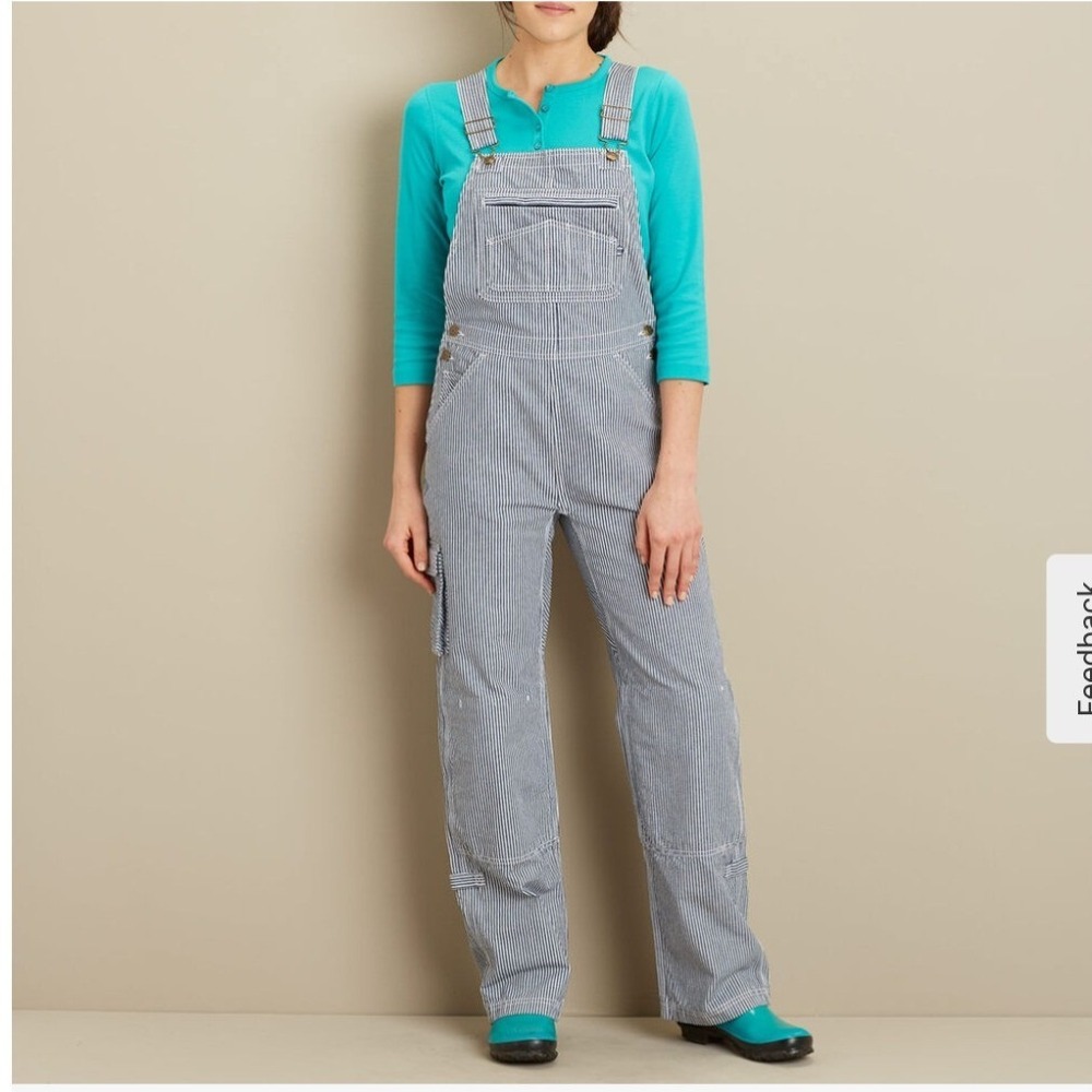 Duluth Trading Co Overalls S Blue Hickory Stripe Railroad Heirloom Gardening Bib